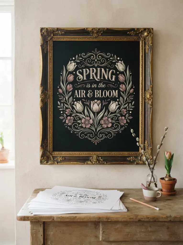 Printable Framed Template - 20 Spring Chalkboard Ideas That Are Cute and Easy