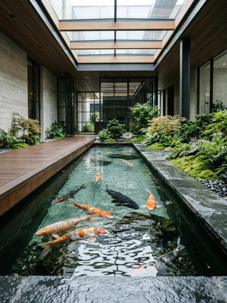 Rectangular Koi Pond - 15 Indoor Pond Ideas to Create a Peaceful Home Oasis