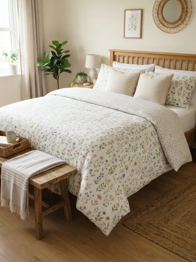 Reversible Print Bedding - 20 Spring Bedroom Ideas for a Fresh and Cozy Retreat