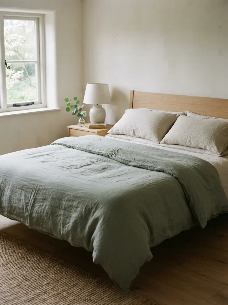 Sage Green Duvet - 20 Spring Bedroom Ideas for a Fresh and Cozy Retreat