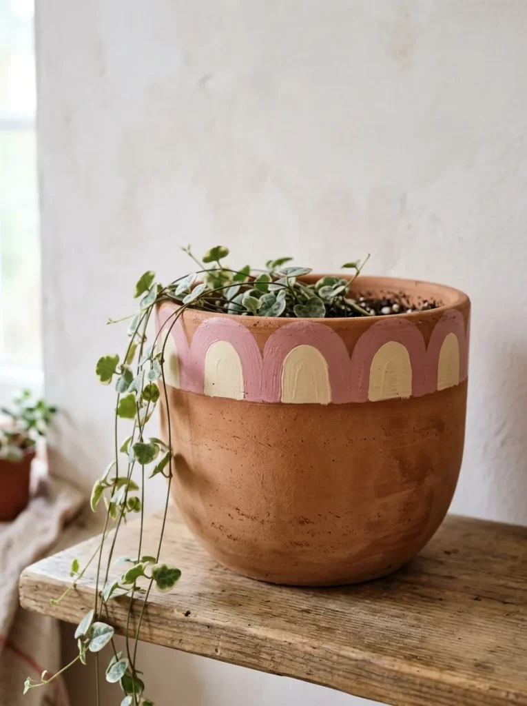 Scalloped Rim Design - 18 Pot Painting Ideas for a Fun Creative Home Project
