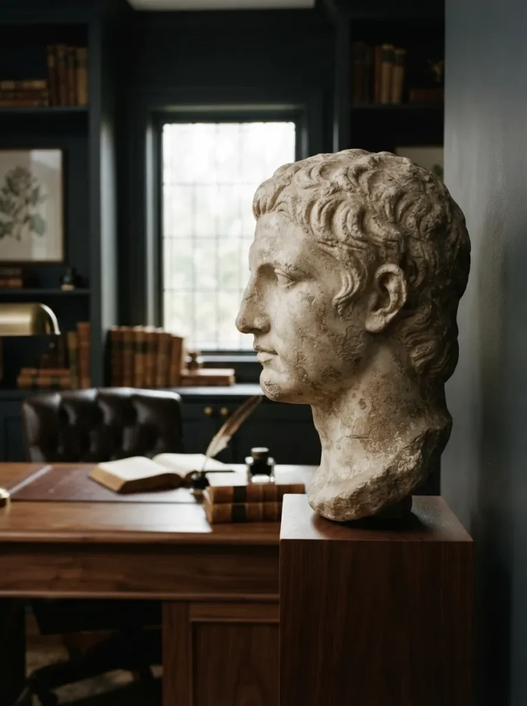 Sculptural Bust Accent - 19 Masculine Home Office Ideas That Feel Stylish and Refined