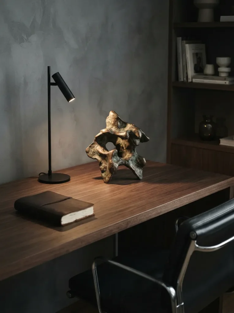Sculptural Desk Piece - 19 Masculine Home Office Ideas That Feel Stylish and Refined