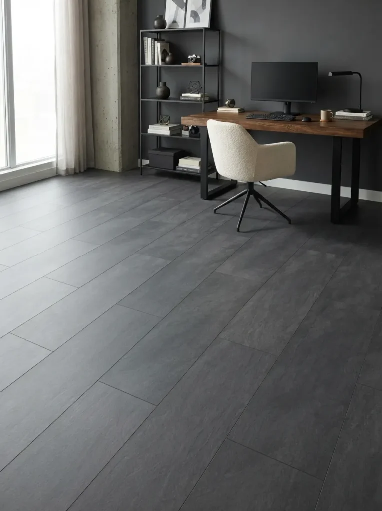 Slate Vinyl Flooring - 19 Masculine Home Office Ideas That Feel Stylish and Refined