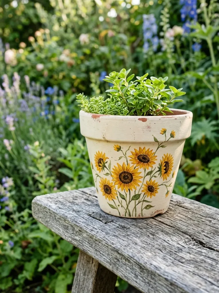 Small Sunflower Cluster - 18 Pot Painting Ideas for a Fun Creative Home Project