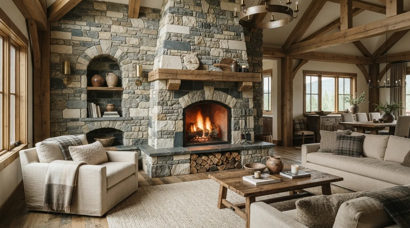 18 Stone Fireplace Ideas for a Warm Rustic Home - Inspired Decoration