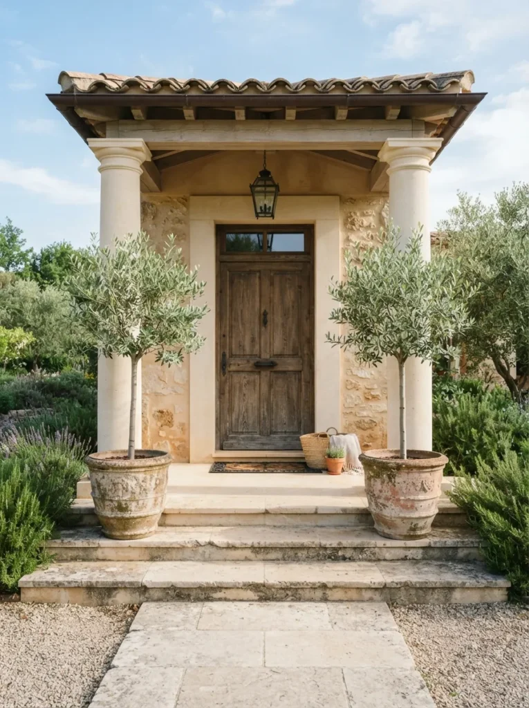 Symmetrical Potted Trees - 22 Spring Front Porch Decor Ideas to Welcome the Season