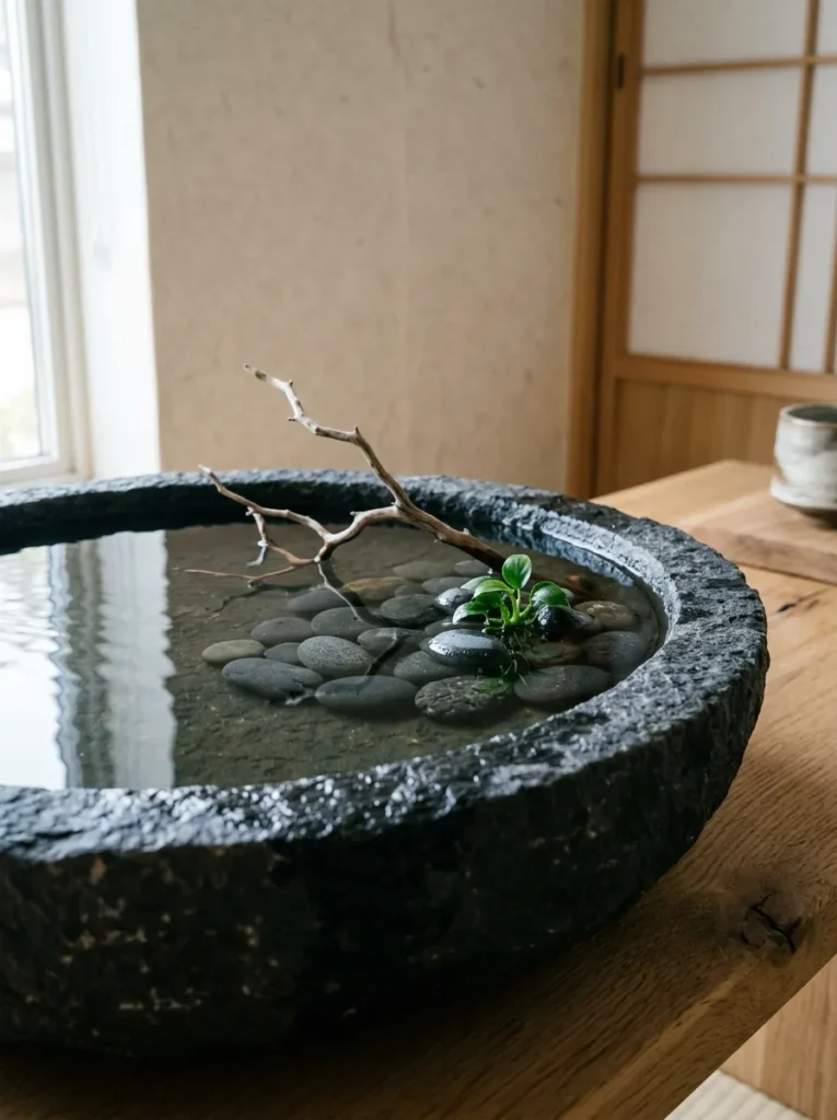 Tabletop Zen Basin For Indoor Pond - 15 Indoor Pond Ideas to Create a Peaceful Home Oasis