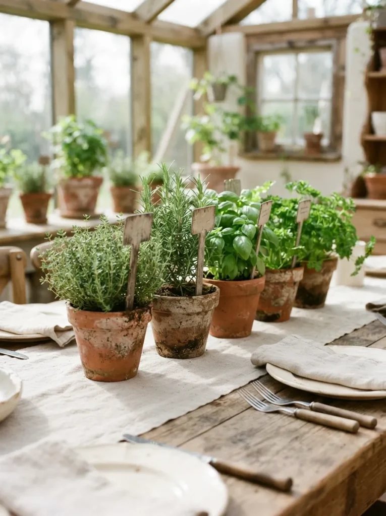 Terracotta Herb Pot - 21 Spring Tablescapes to Make Your Table Feel Fresh