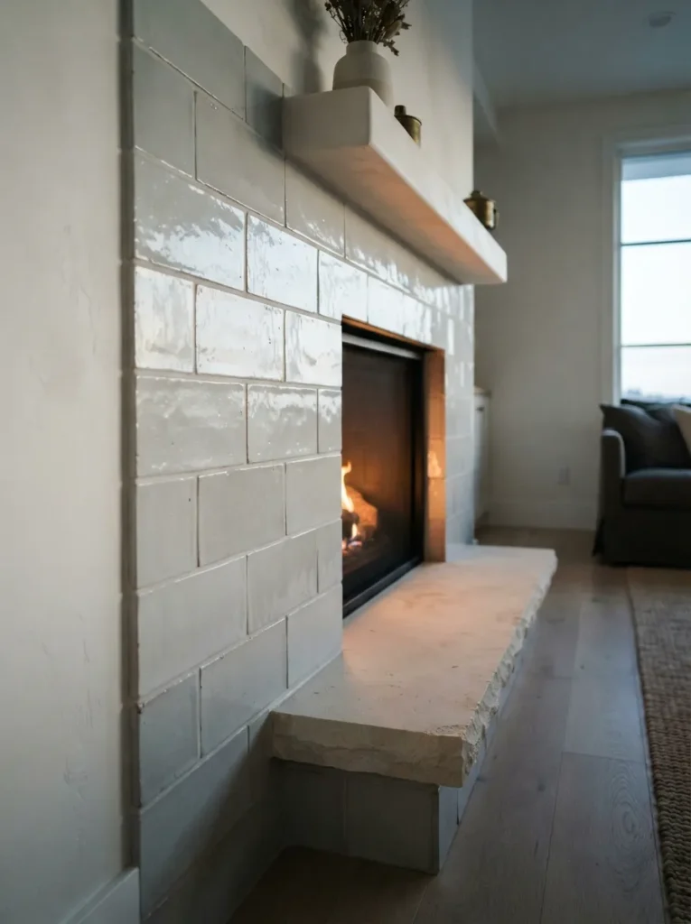 Tile Fireplace Surround - 19 Contemporary Coastal Living Room Ideas for 2026
