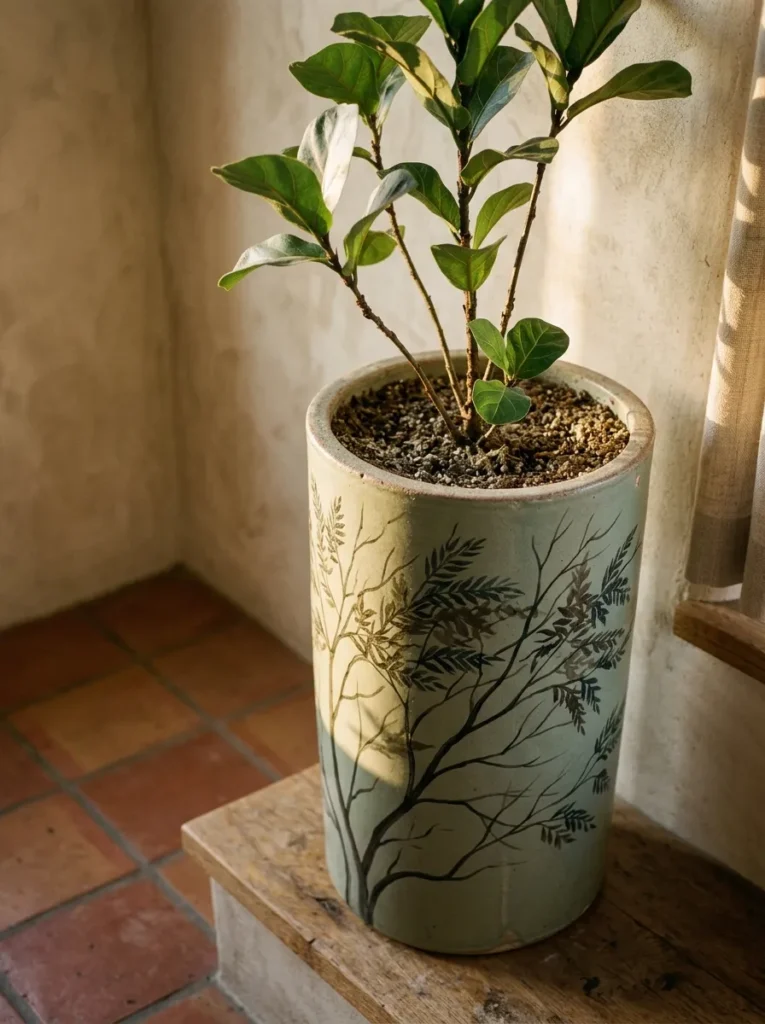 Tree Shadow Scene - 18 Pot Painting Ideas for a Fun Creative Home Project