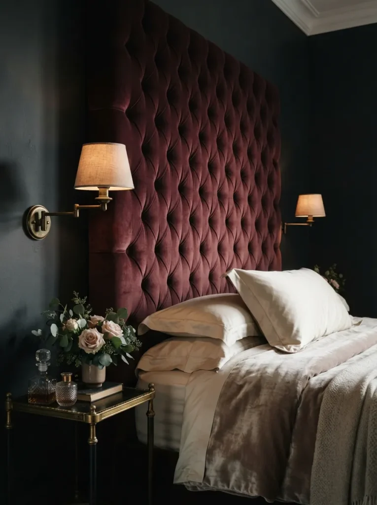 Tufted Velvet Headboard - 19 Dark Feminine Bedroom Ideas That Feel Luxe and Moody
