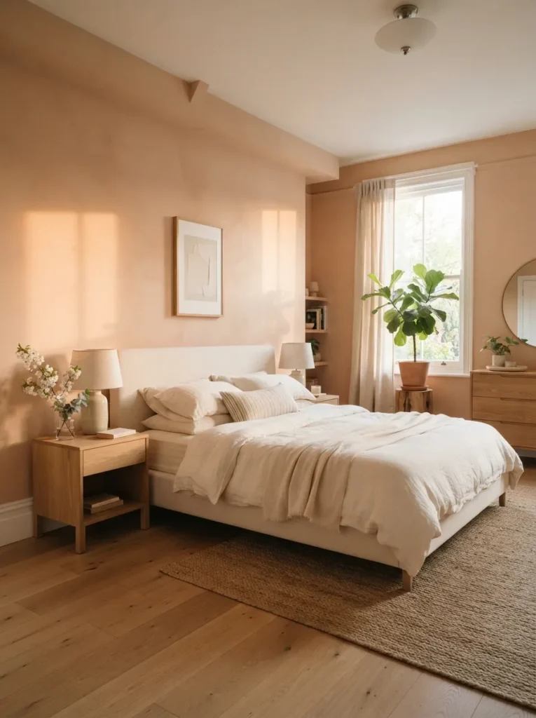 Warm Peach Walls - 20 Spring Bedroom Ideas for a Fresh and Cozy Retreat