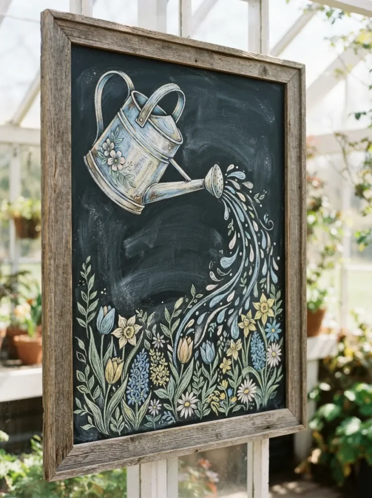 Watering Can Pour - 20 Spring Chalkboard Ideas That Are Cute and Easy