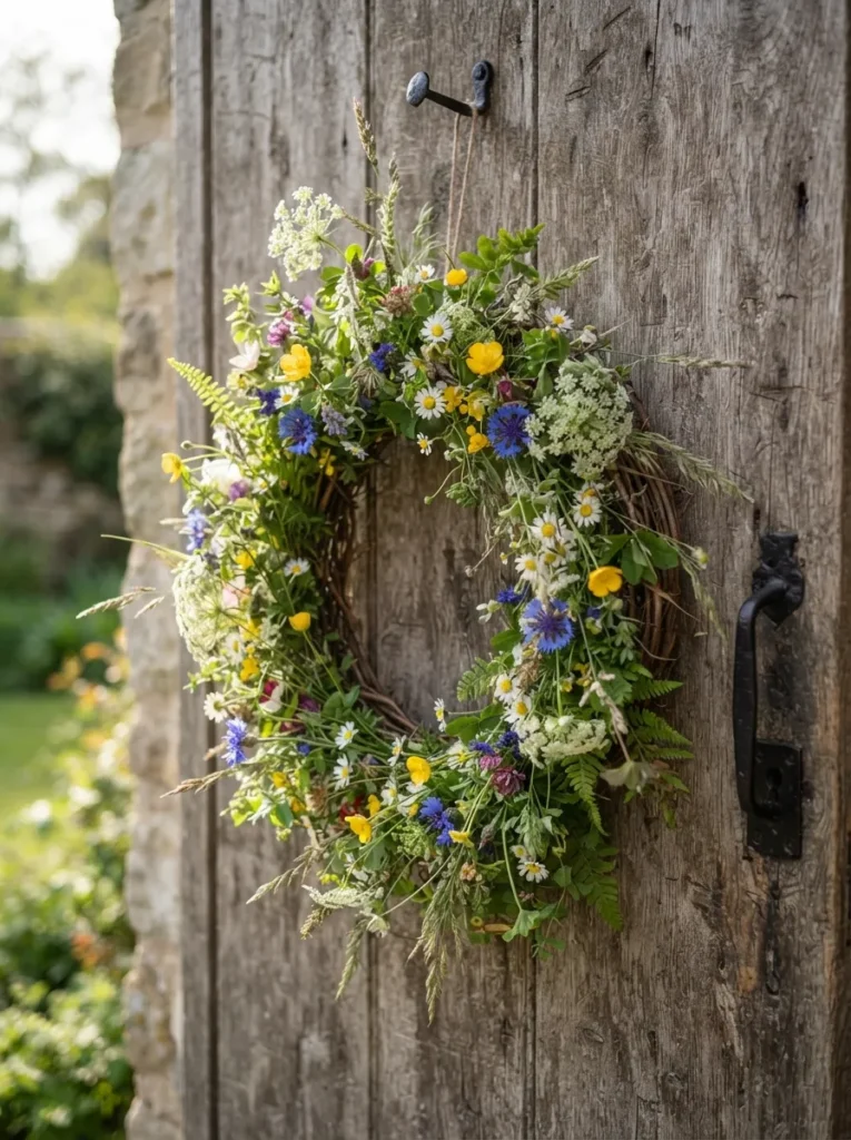 Wildflower Nature Wreath - 19 Spring Wreath Ideas for a Beautiful Front Door