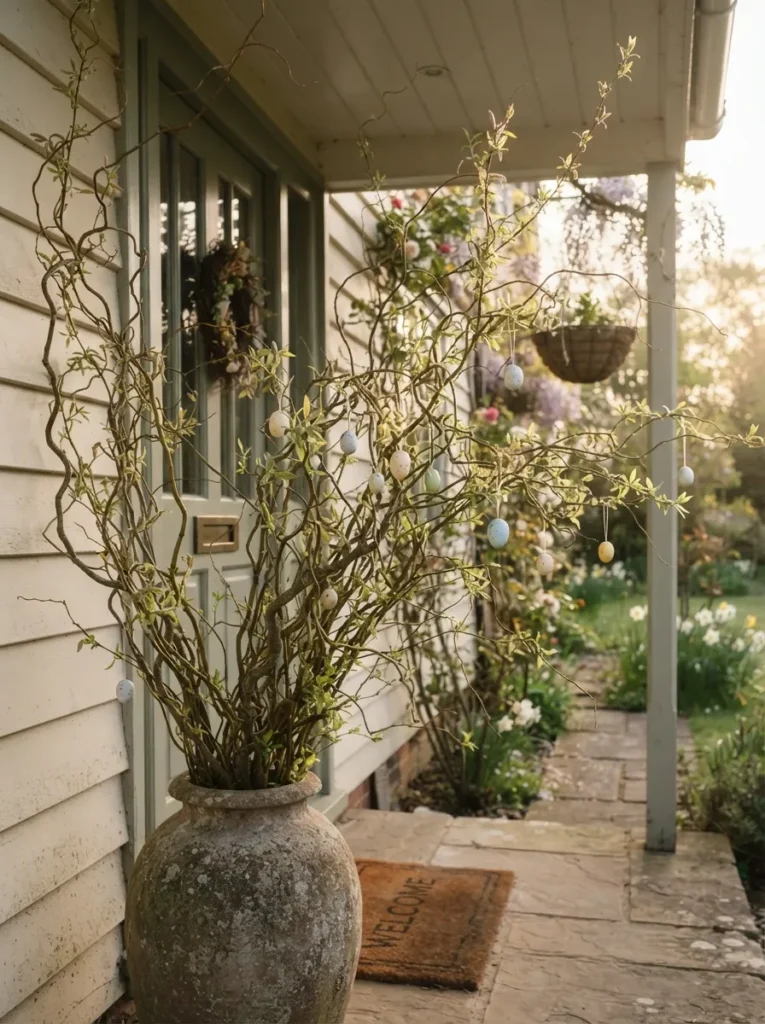 Willow Branch Base - 17 Spring Front Door Decor Ideas to Welcome Spring