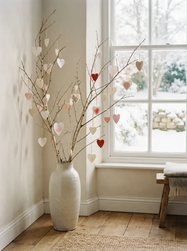 Winter Branch Hearts - 21 Farmhouse Valentine Decor Ideas for a Cozy Home