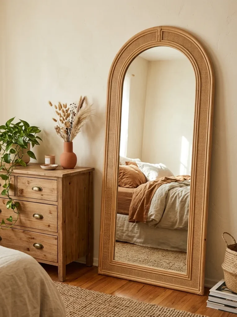 Arched Rattan Mirror