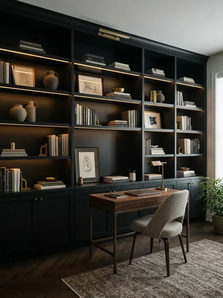 Black Built-In Shelving