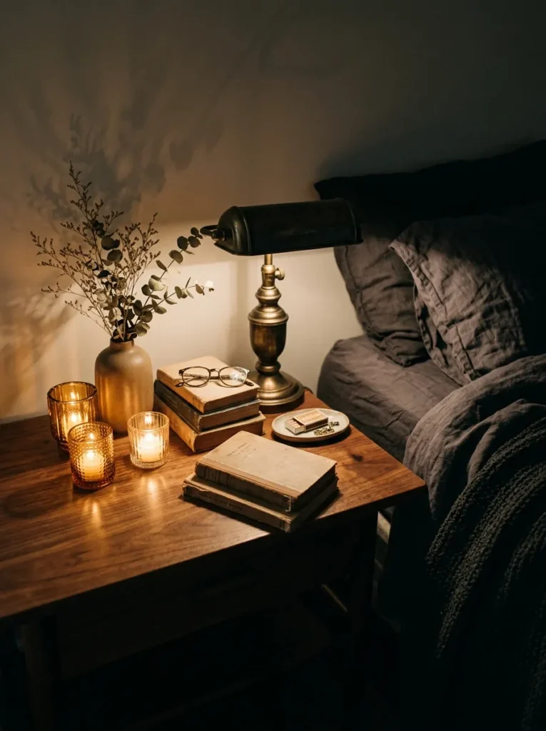 Candlelit Nightstand Styling
