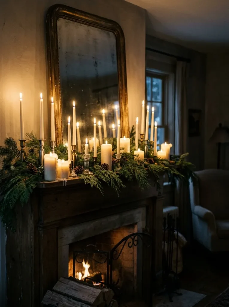 Candlelit Winter Mantel