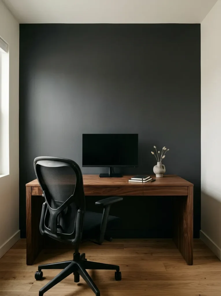 Charcoal Accent Wall For Moody Home Office