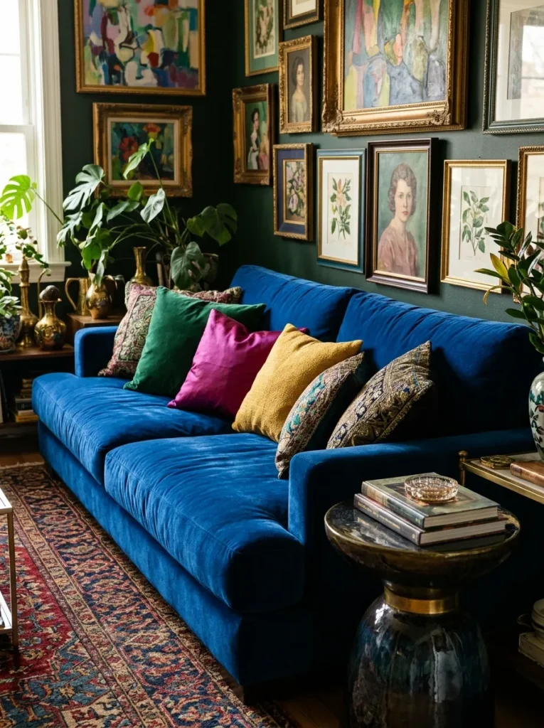 Colorful Velvet Sofa For Maximalist Living Room