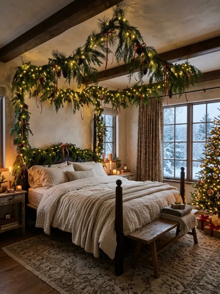 Festive Bed Canopy For Christmas Bedroom Decor