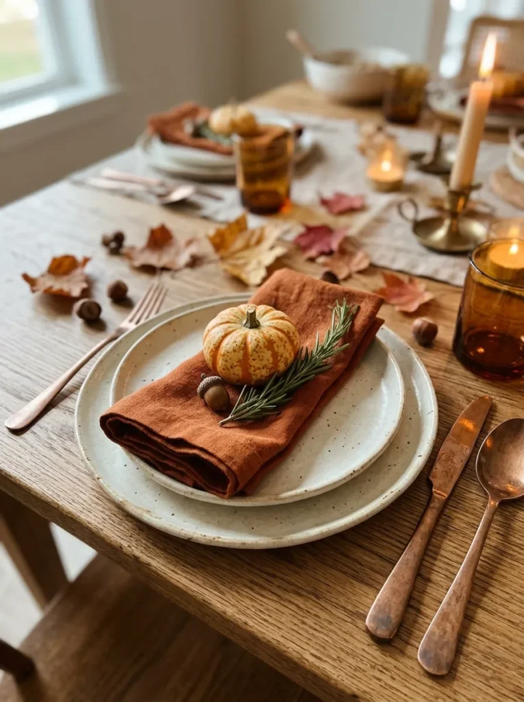 Harvest Place Settings For Thanksgiving Dinner Table Setting