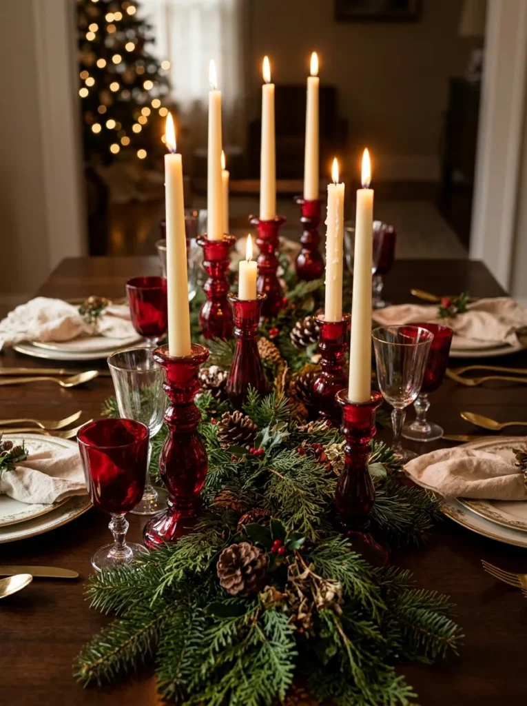 Ruby Glass Candleholders