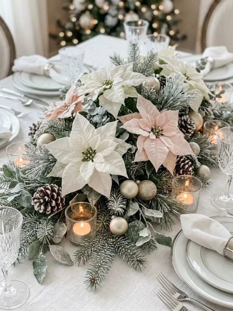 Snowy Poinsettia Display