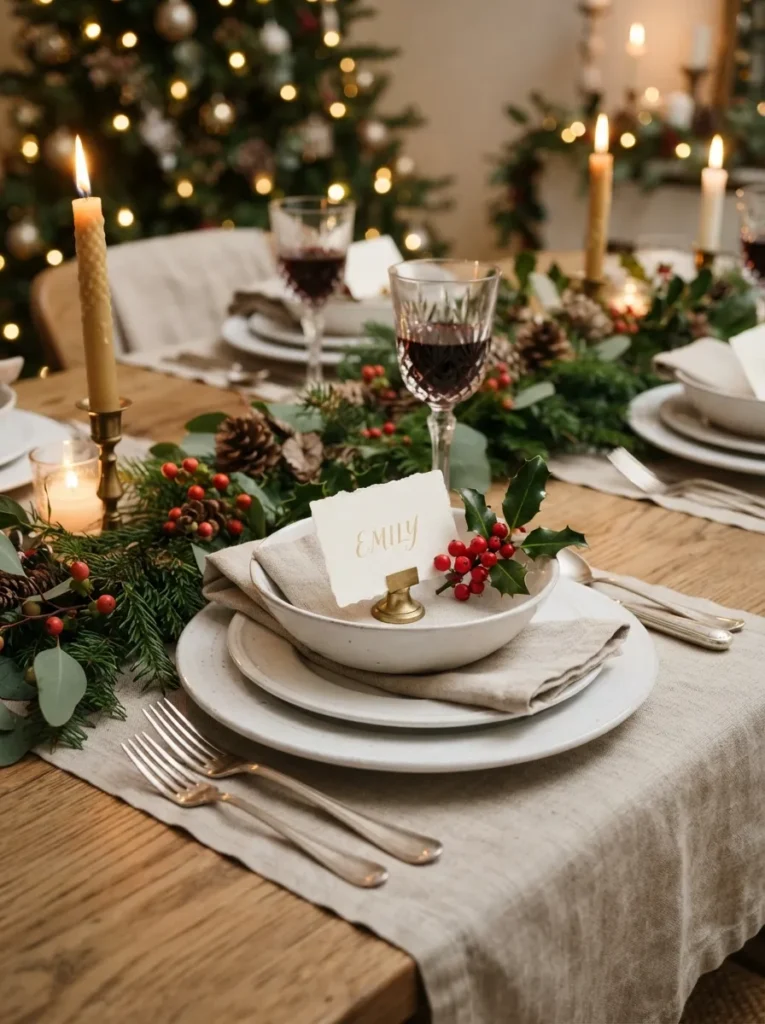 Tapered Place Cards For Christmas Table Settings